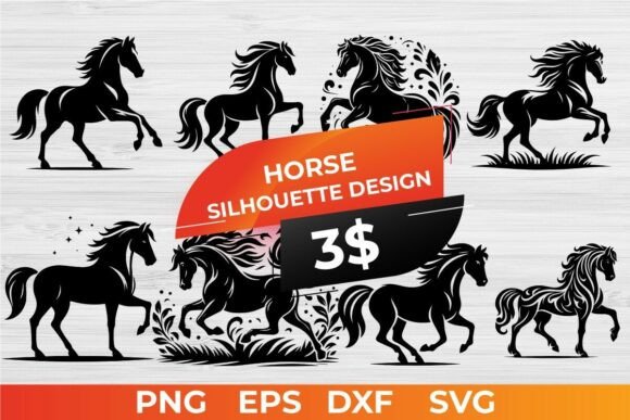 Download Horse Silhouette Designs Vector Bundle - Silhouette Collection