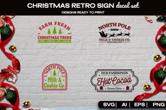 Download Christmas Retro Sign Decal SVG Set - Retro sign Collection