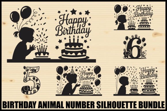 Download Birthday Animal Number Silhouette Bundle - Silhouette Collection