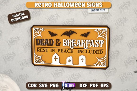 Download Halloween Retro Sign Laser Cut|Wall Sign - Retro sign Collection