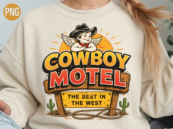 Download Vintage Cowboy Motel Retro Sign PNG - Retro sign Collection