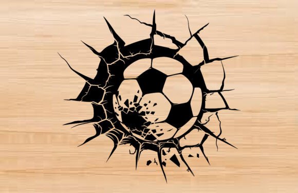 Download Soccer Ball Cracked Wall Silhouette SVG - Silhouette Collection