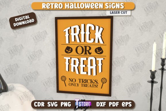 Download Halloween Retro Sign Laser Cut|Wall Sign - Retro sign Collection