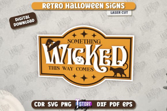 Download Halloween Retro Sign Laser Cut|Wall Sign - Retro sign Collection
