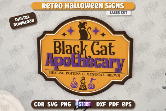 Download Halloween Retro Sign Laser Cut|Wall Sign - Retro sign Collection
