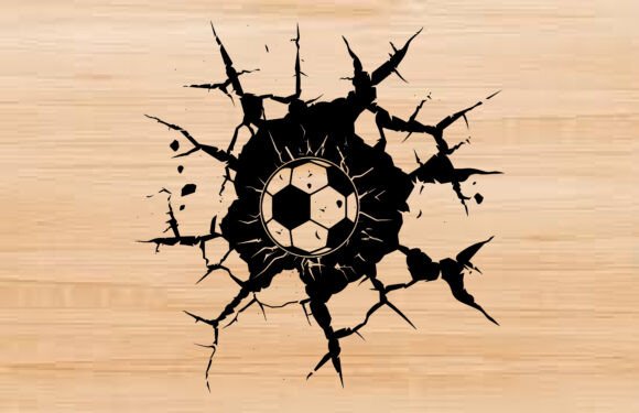 Download Soccer Ball Breaking Wall Silhouette SVG - Silhouette Collection