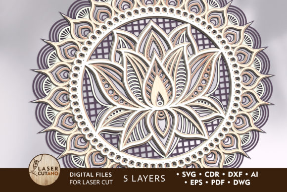 Download Multilayer Laser Cut File MANDALA LOTUS - Lotus Collection