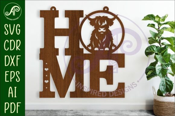 Download Home Word with Highland Cow Wall Art - Cow wall art Collection