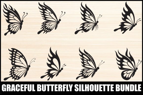 Download Graceful Butterfly Silhouette Bundle - Silhouette Collection