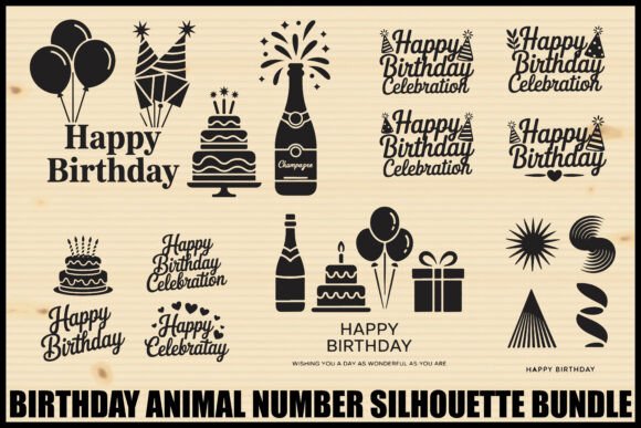 Download Birthday Animal Number Silhouette Bundle - Silhouette Collection