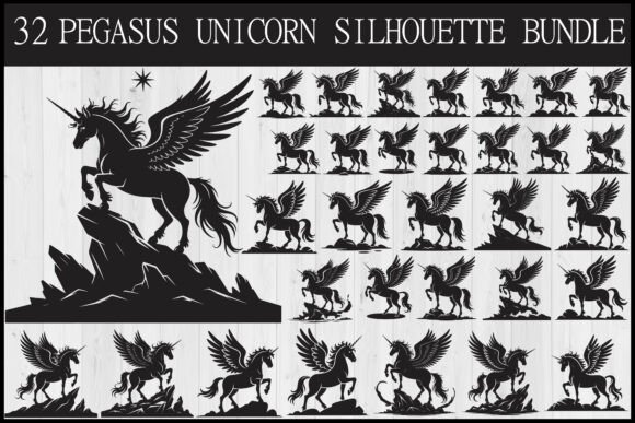 Download Pegasus Unicorn Silhouette Bundle - Silhouette Collection