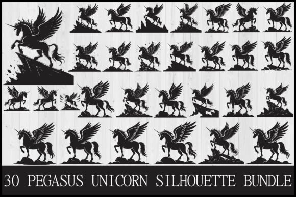 Download Pegasus Unicorn Silhouette Bundle - Silhouette Collection