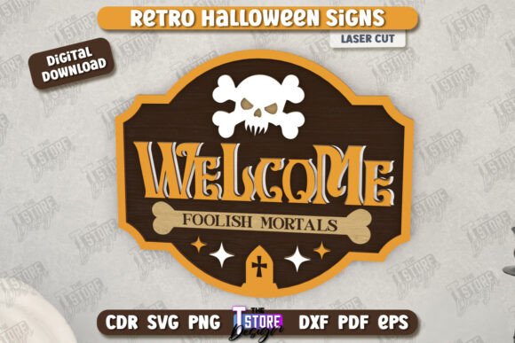 Download Halloween Retro Sign Laser Cut|Wall Sign - Retro sign Collection