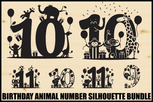 Download Birthday Animal Number Silhouette Bundle - Silhouette Collection