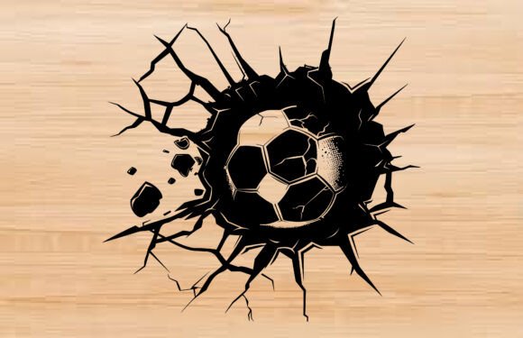 Download Soccer Ball Cracked Wall Silhouette SVG - Silhouette Collection