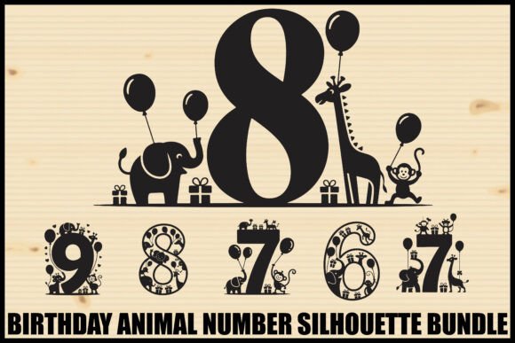 Download Birthday Animal Number Silhouette Bundle - Silhouette Collection